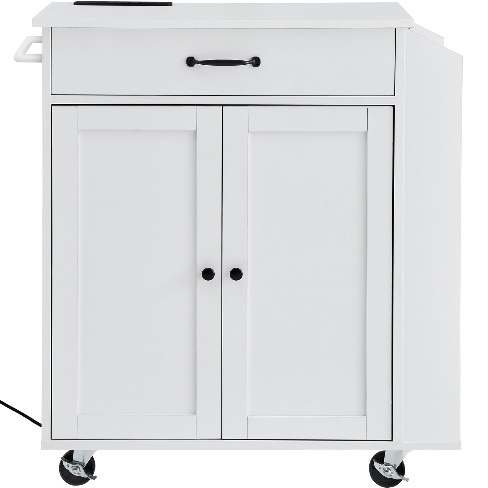 Kitchen Island Cart Rolling Storage Cabinet On Wheel With Charging Station_voghion.com